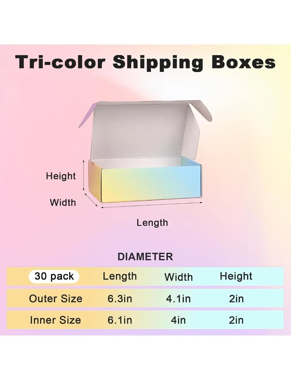 Tri-Color Shipping Boxes for Kids Toys - Pastel Gradient (29 Pack)